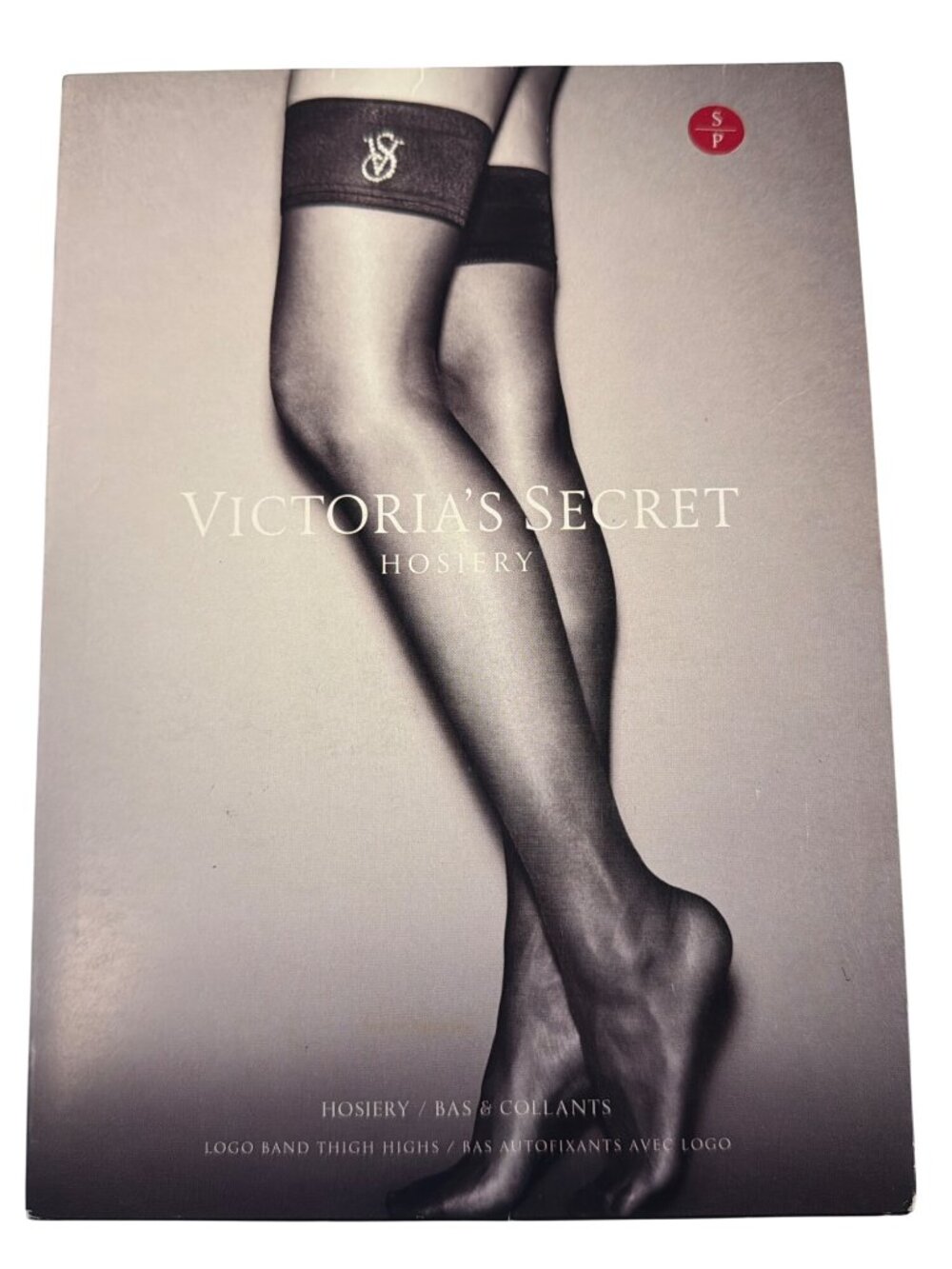 Victoria's Secret RED Crystal Logo Band Thigh Highs Hosiery Small